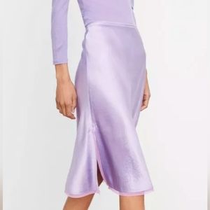 Vince XS midi skirt in 'sugarplum' metallic purple color